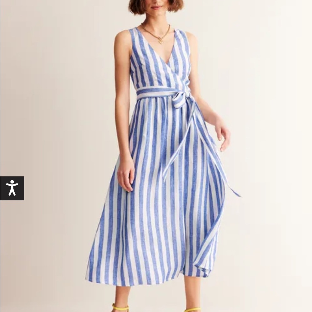 Boden linen wrap midi dress